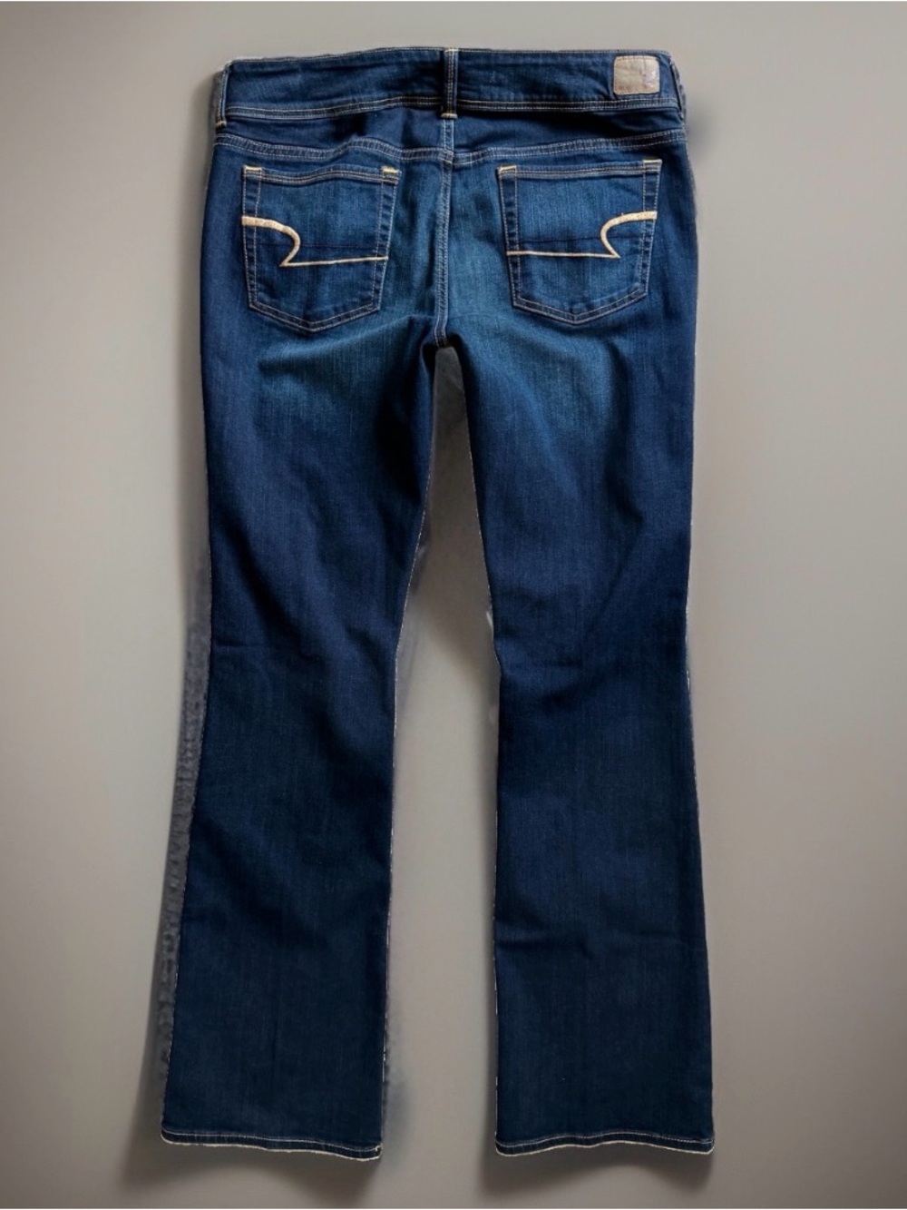 Womens American Eagle Kick Boot Jeans Size 12 X 34 Stretch Dark Blue Denim